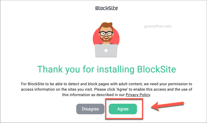 Aprobarea permisiunilor pentru extensia Block Site