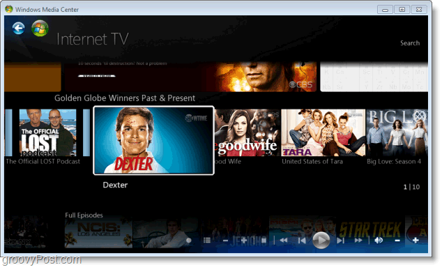 Windows 7 Media Center - dexter nu = grooveDexter