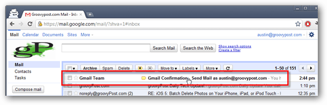 inmail gmail - e-mail de verificare
