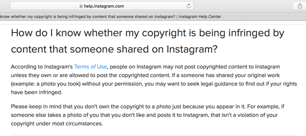 Centrul de ajutor Instagram prezintă câteva linii directoare privind drepturile de autor.