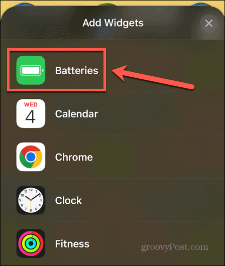 widget de adăugare a bateriei pentru iPhone