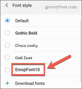 Android selectați stilul fontului