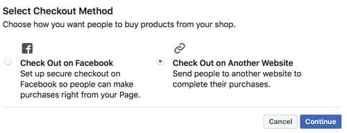 Facebook vă permite să alegeți dacă doriți ca utilizatorii să verifice pe Facebook sau să le trimită pe site-ul dvs. pentru a ieși.