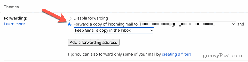 Activați redirecționarea Gmail