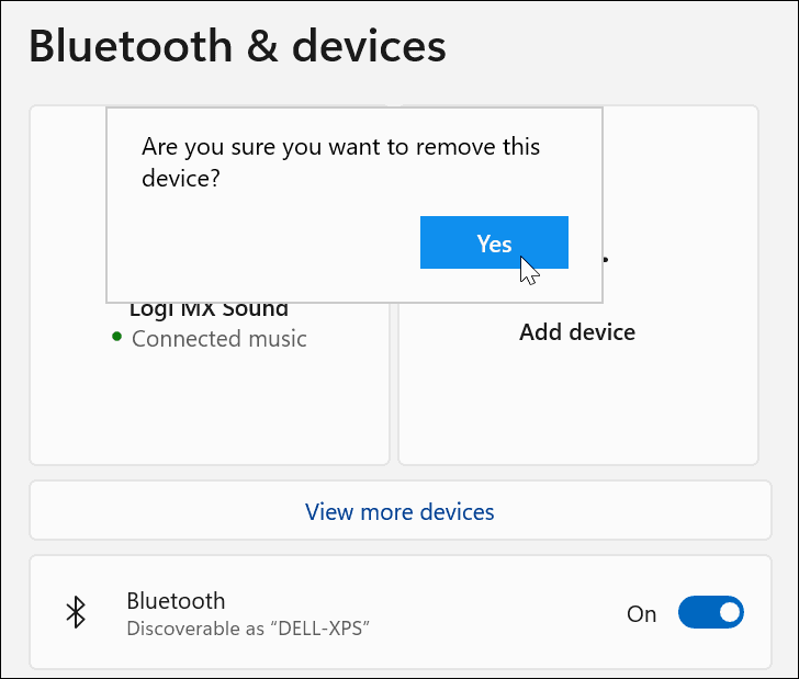 Verificați eliminarea dispozitivului Bluetooth