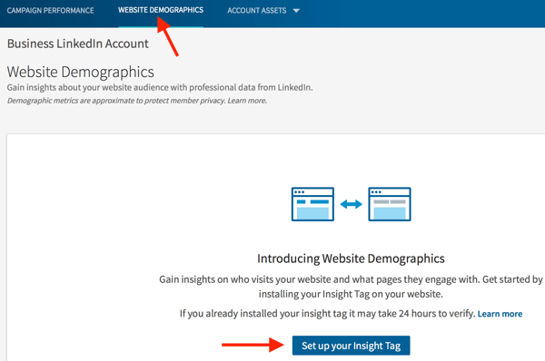 Accesați fila Demografie a site-ului web pentru a configura eticheta de perspectivă.