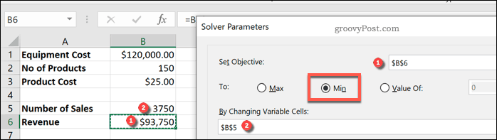 Setarea variabilelor Excel Solver