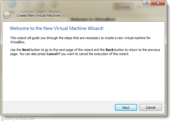 virtualbox nou asistent pentru mașină virtuală