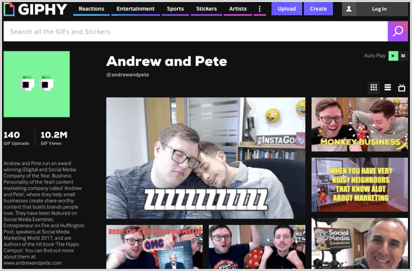 Andrew și Pete au o colecție de GIF-uri pe Giphy.