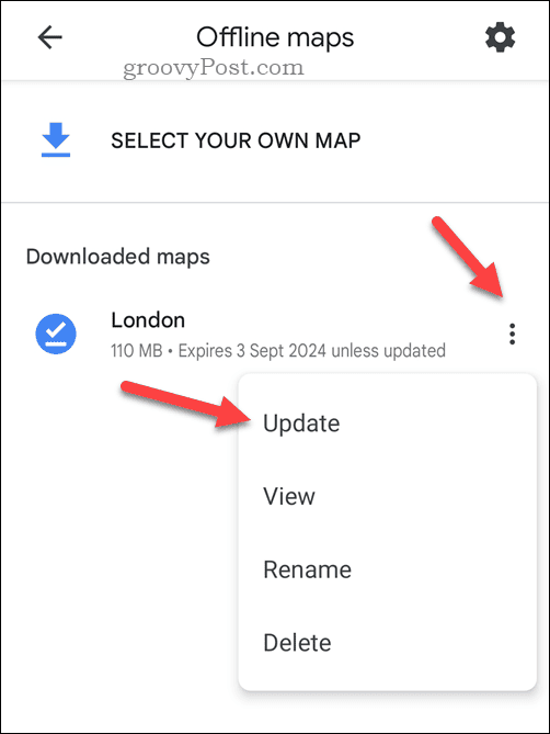 Actualizați o hartă Google Maps offline