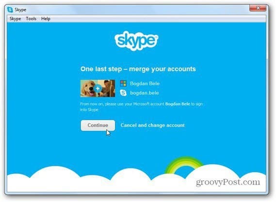 skype fuzionează cu contul Microsoft