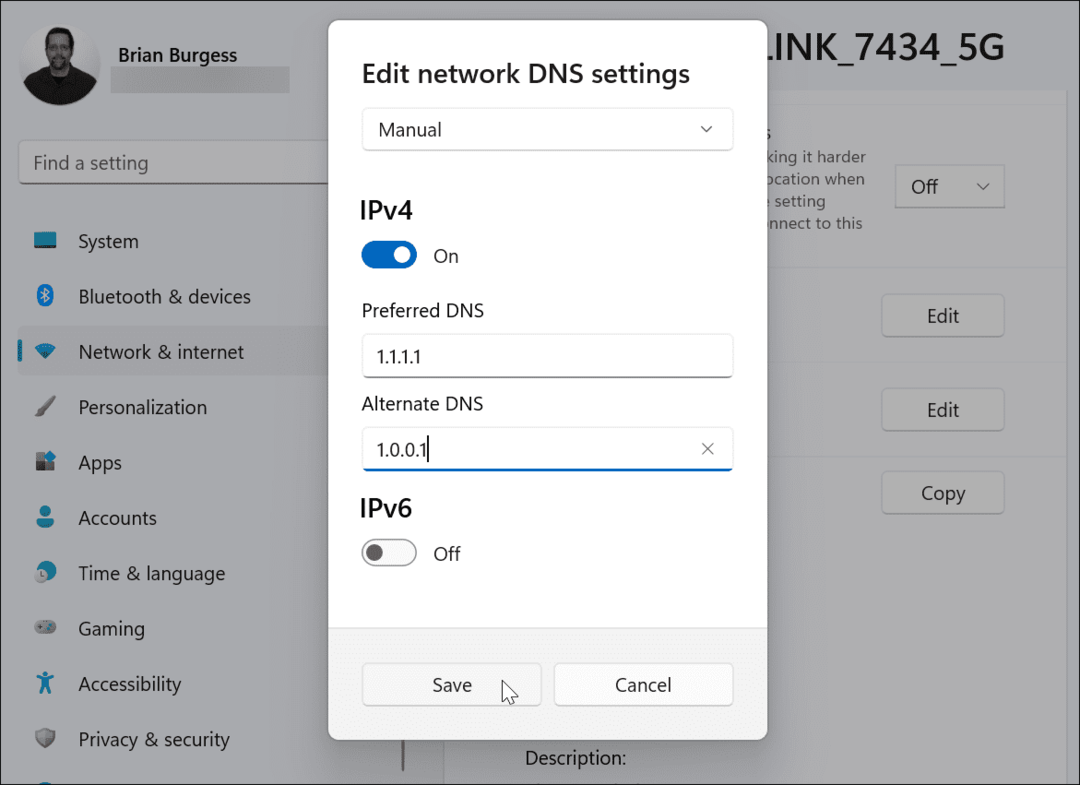 introduceți setări DNS alternative