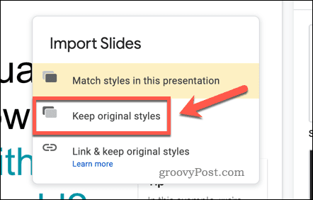 Importarea diapozitivelor în Google Slides