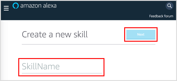 Introduceți un nume pentru abilitatea dvs. Alexa.