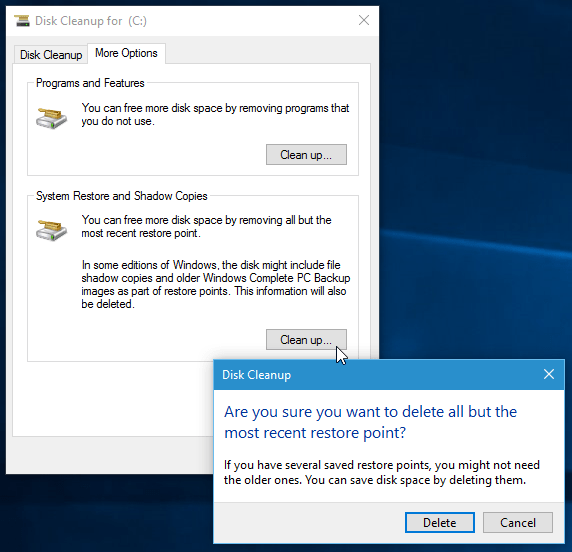ștergeți Windows 10