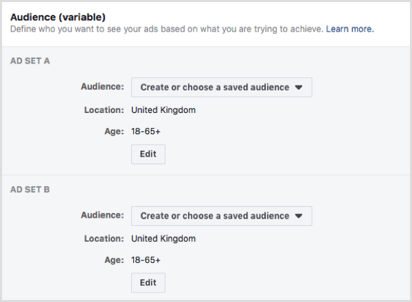 Funcția de testare divizată pe Facebook