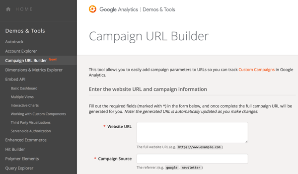 Utilizați Google URL Builder pentru a adăuga parametri la adresele URL, astfel încât să puteți urmări campaniile.