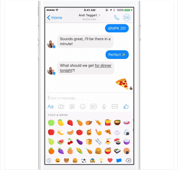 Facebook Messenger emoji redimensionează