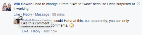 comentariu pe facebook fără reacții