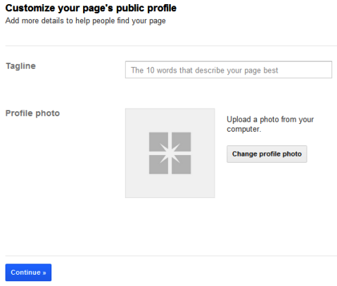 Pagini Google+ - slogan și fotografie de profil