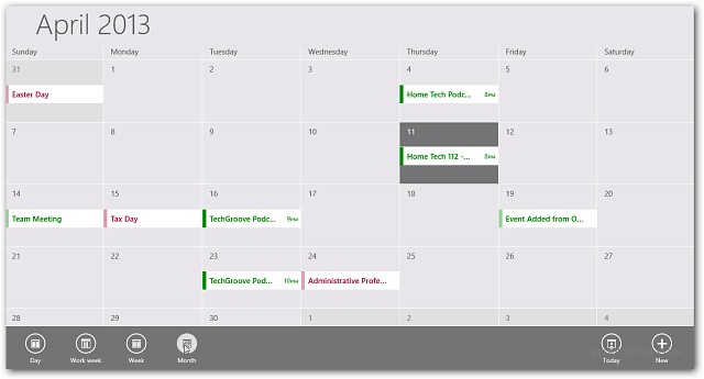 Calendar App Windows RT