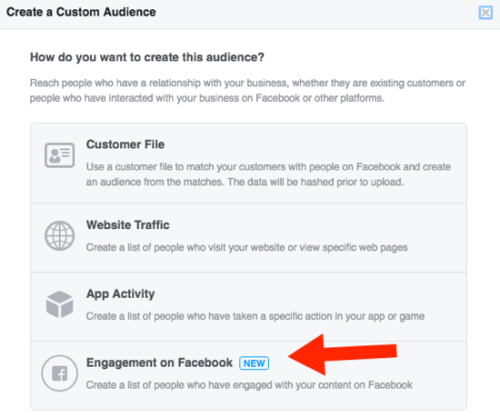Setați un public Facebook personalizat pe baza implicării.
