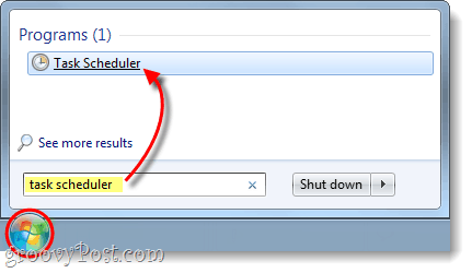 deschideți planificatorul de sarcini în Windows 7
