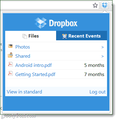 browserul de fișiere cu extensii dropbox