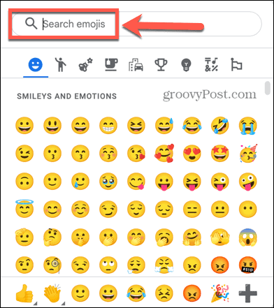 caută emoji-uri în Google Docs