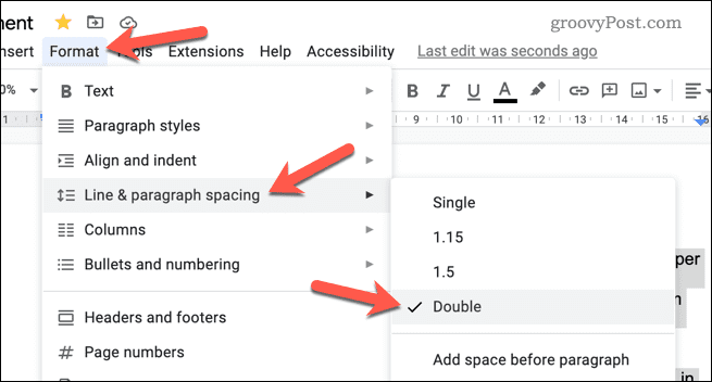 Setați spațierea dublă între rânduri în Google Docs