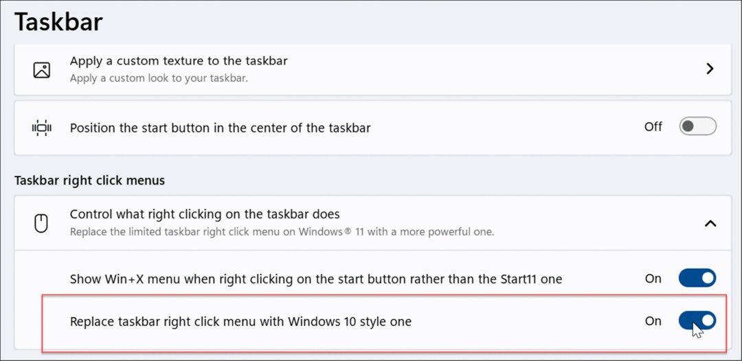 clic dreapta pe bara de activități îmbunătățiți meniul Start din Windows 11 și bara de activități cu start11