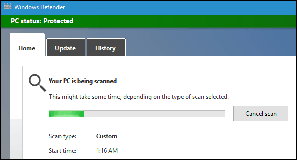 Scanare Windows Defender