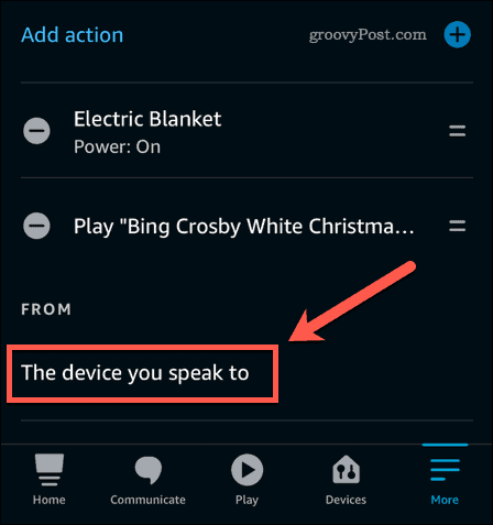 Alexa selectează dispozitivul