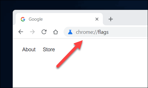 Accesarea meniului Chrome Flags