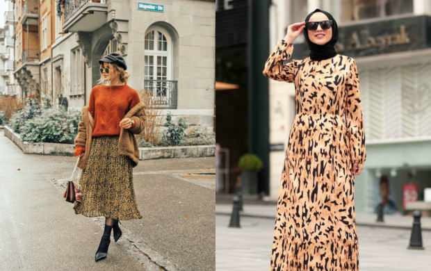 combinații de fustă de leopard hijab