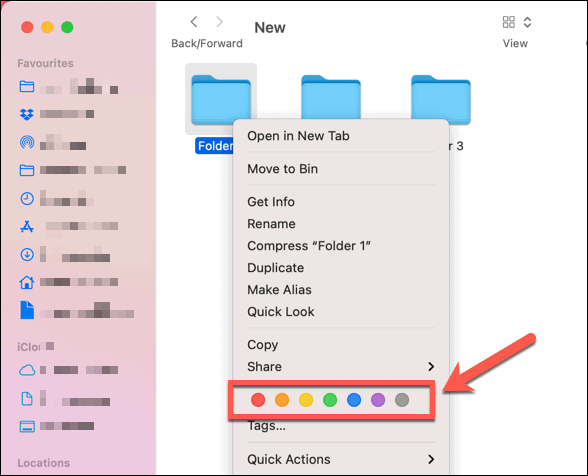 Setarea unei etichete de culoare implicită la un folder pe Mac