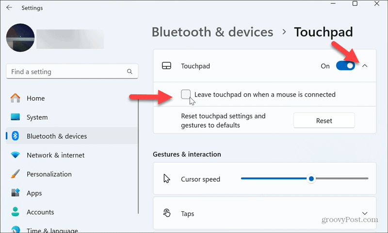 lăsați touchpad-ul pornit când un mouse este conectat