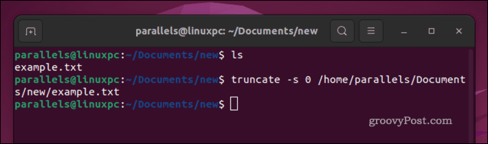 Golirea unui fișier Linux folosind comanda truncate