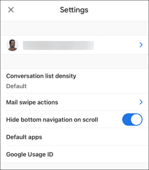 selectați contul gmail iphone