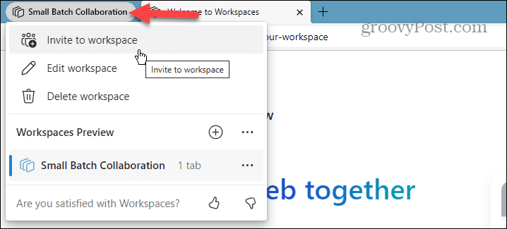 Spații de lucru Microsoft Edge