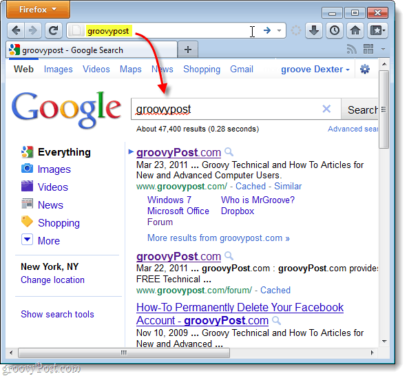 căutați în mod implicit pe Google în Firefox 4