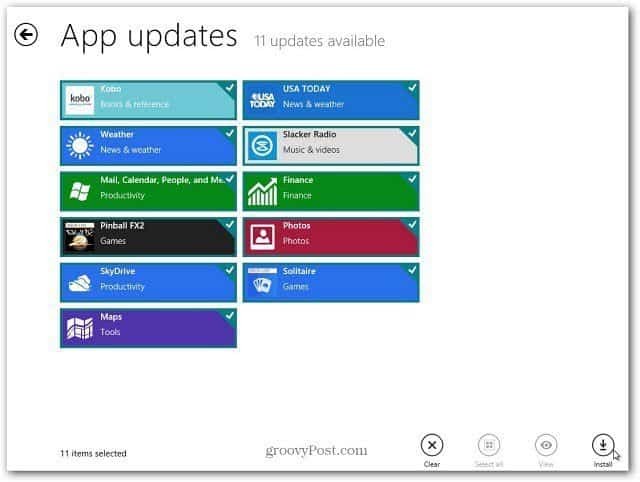 Actualizați aplicațiile Windows 8 în modul simplu