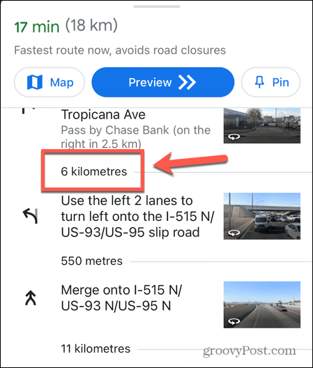 google maps distante in km
