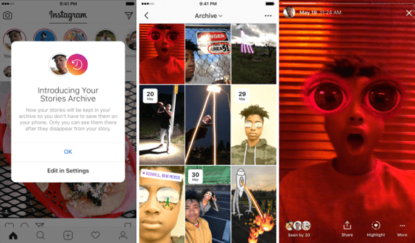 Noua arhivă de povești Instagram salvează automat poveștile expirate într-o parte privată a unui profil.