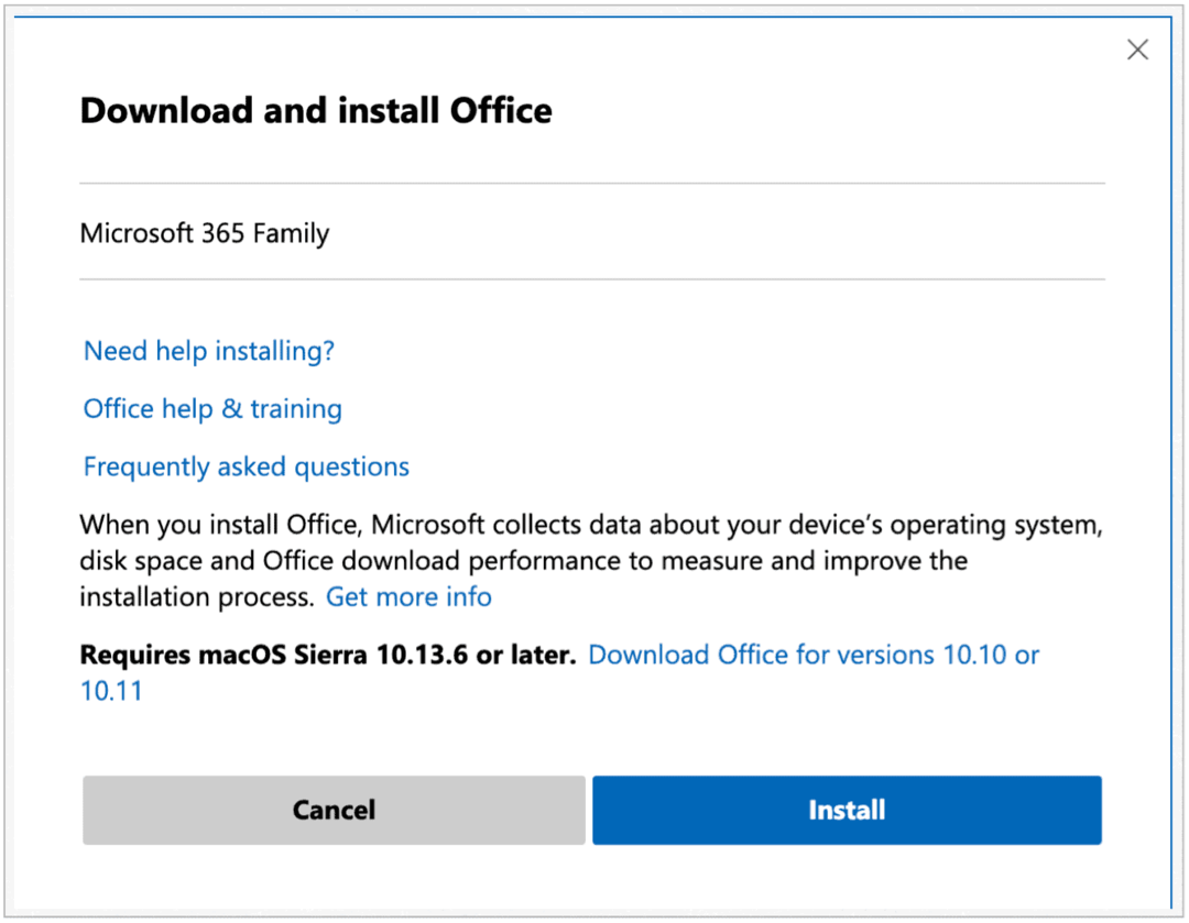 Instalare web Microsoft 365