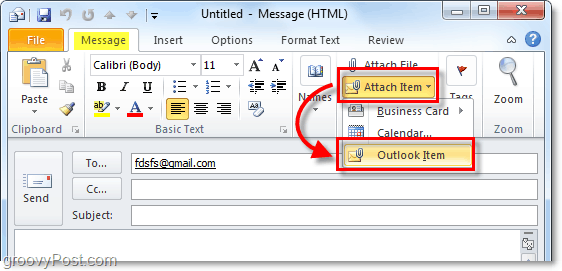 atașați un articol Outlook la e-mail