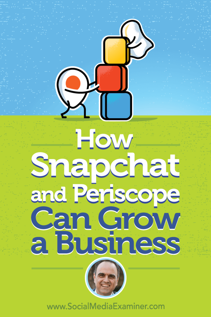 Cum Snapchat și Periscope pot dezvolta o afacere, oferind informații de la John Kapos pe podcastul de socializare marketing.