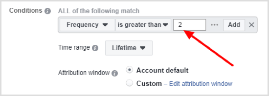 Introduceți valoarea pentru condiția pe care ați selectat-o ​​atunci când configurați regula automatizată Facebook