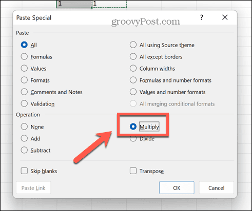 Excel paste special multiplicare