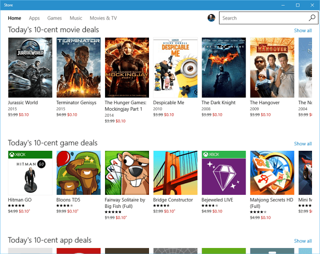 Windows Store Oferte de 10 cent